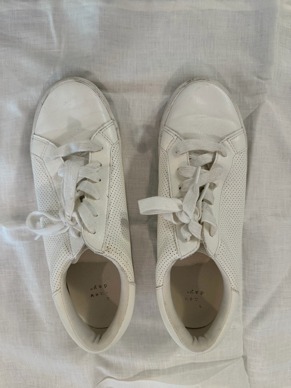 a new day White Perforated Lace-Up Sneakers